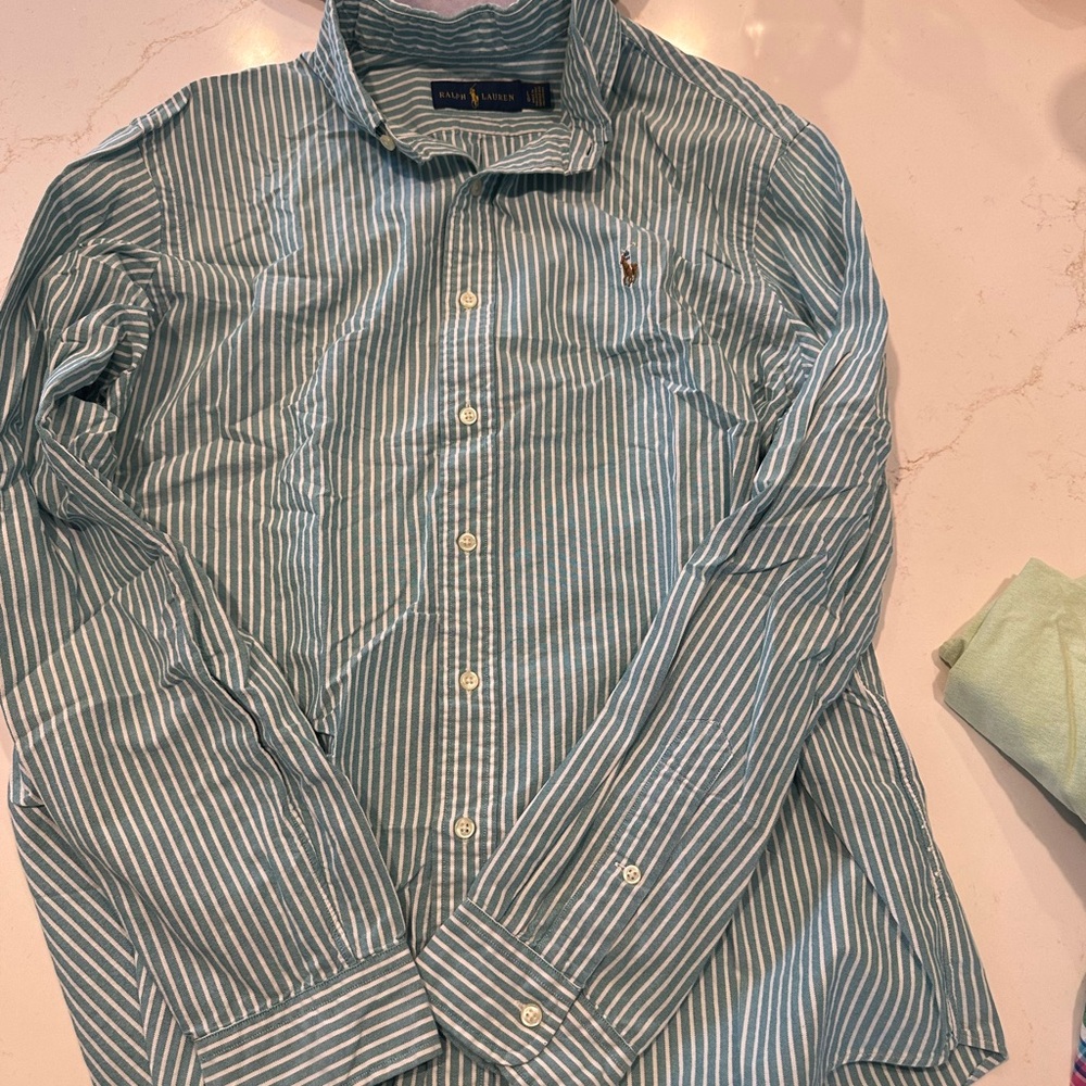 Polo by Ralph Lauren Men's Blue Striped Button Down Shirt